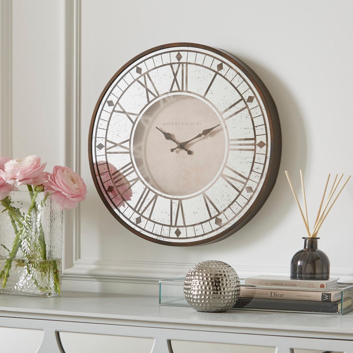 Bates Mirrored Face Wall Clock Natural – image 1