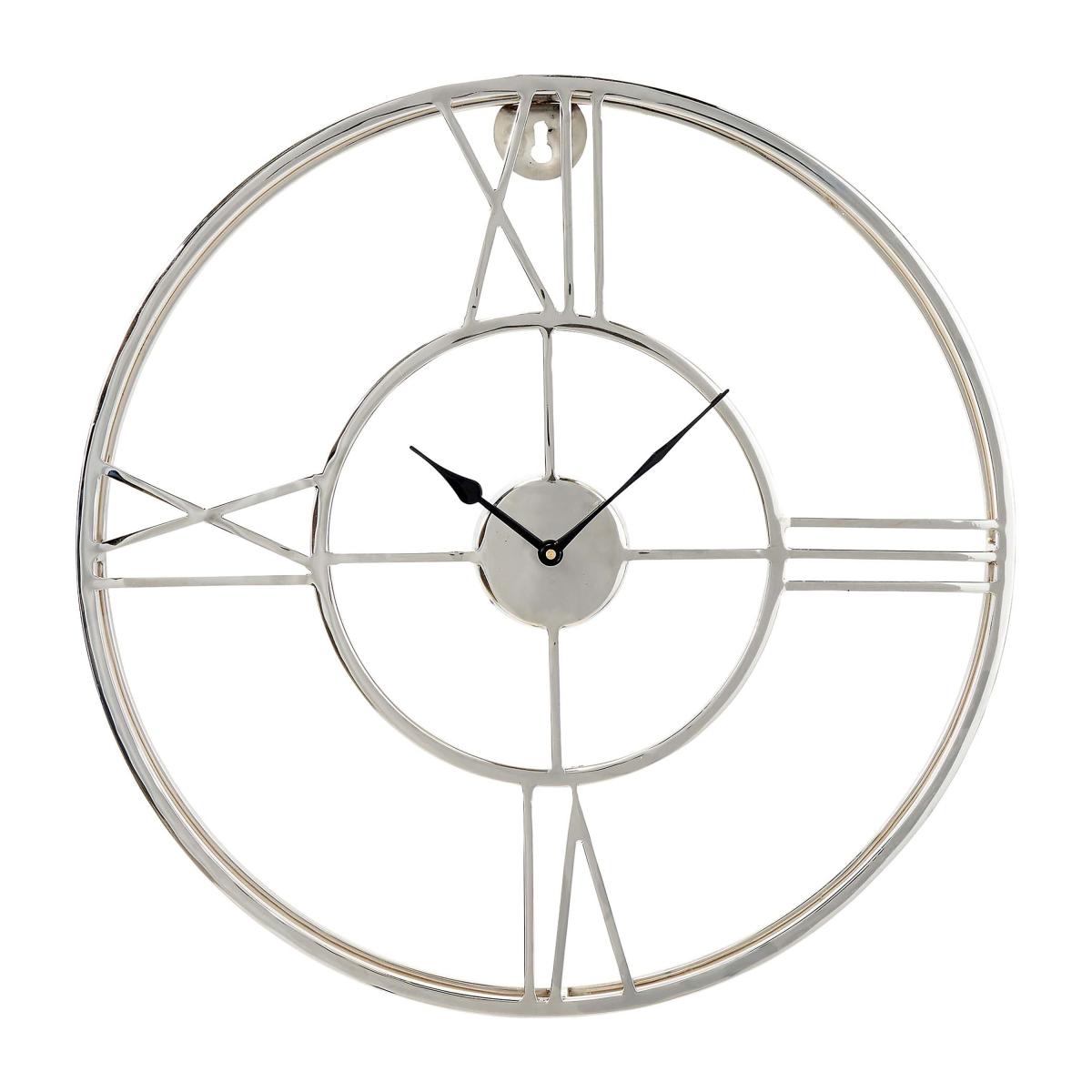Metal Double Framed Wall Clock 50cm Silver – image 2