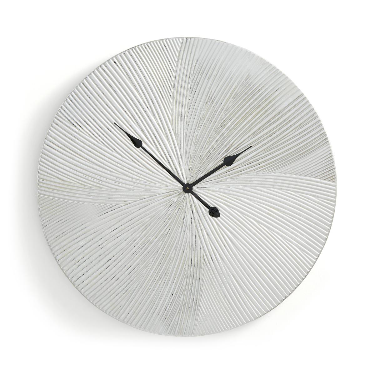 Ribbed Metal Wall Clock Silver – image 3
