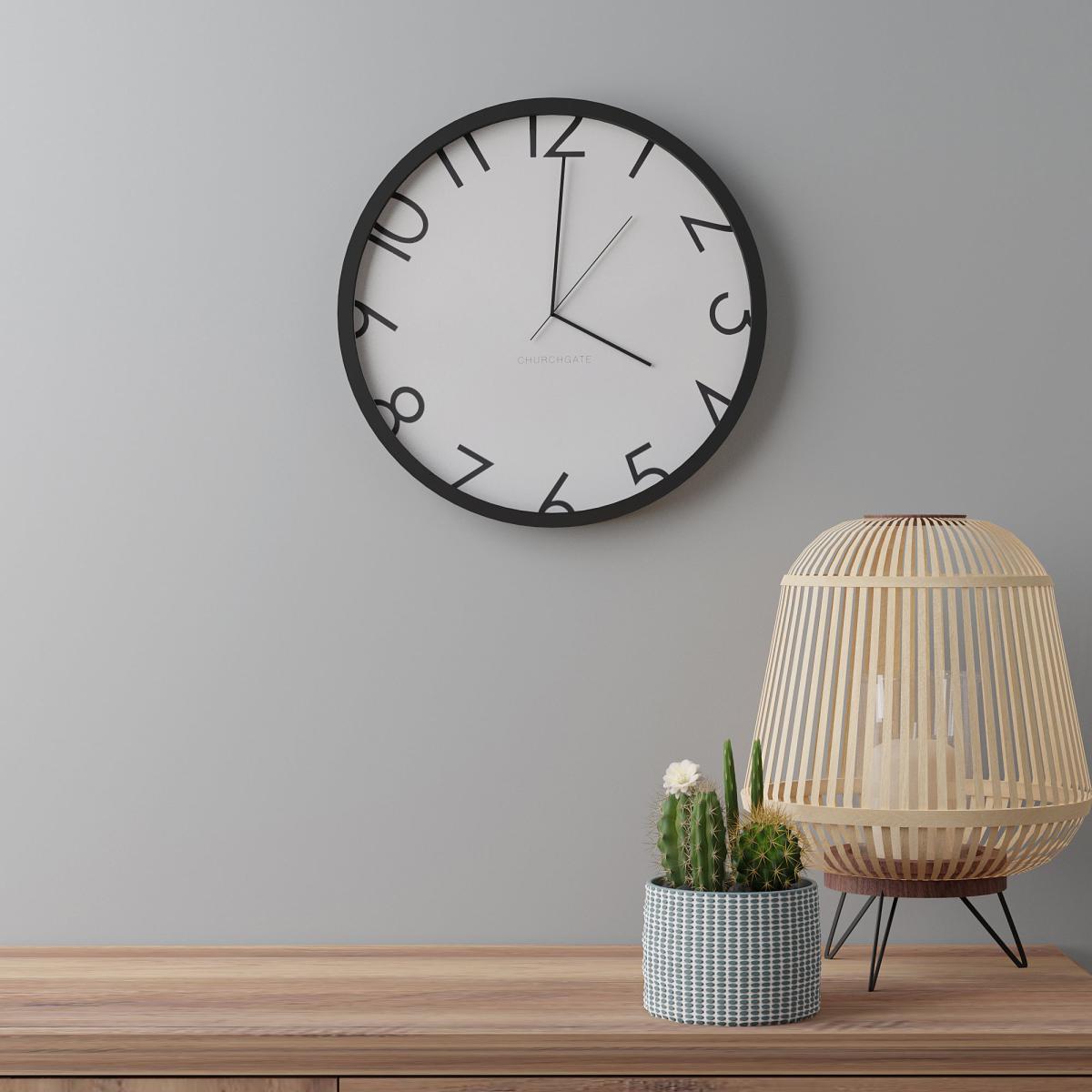 Contemporary Numbers 38.5cm Wall Clock Black Black – image 1