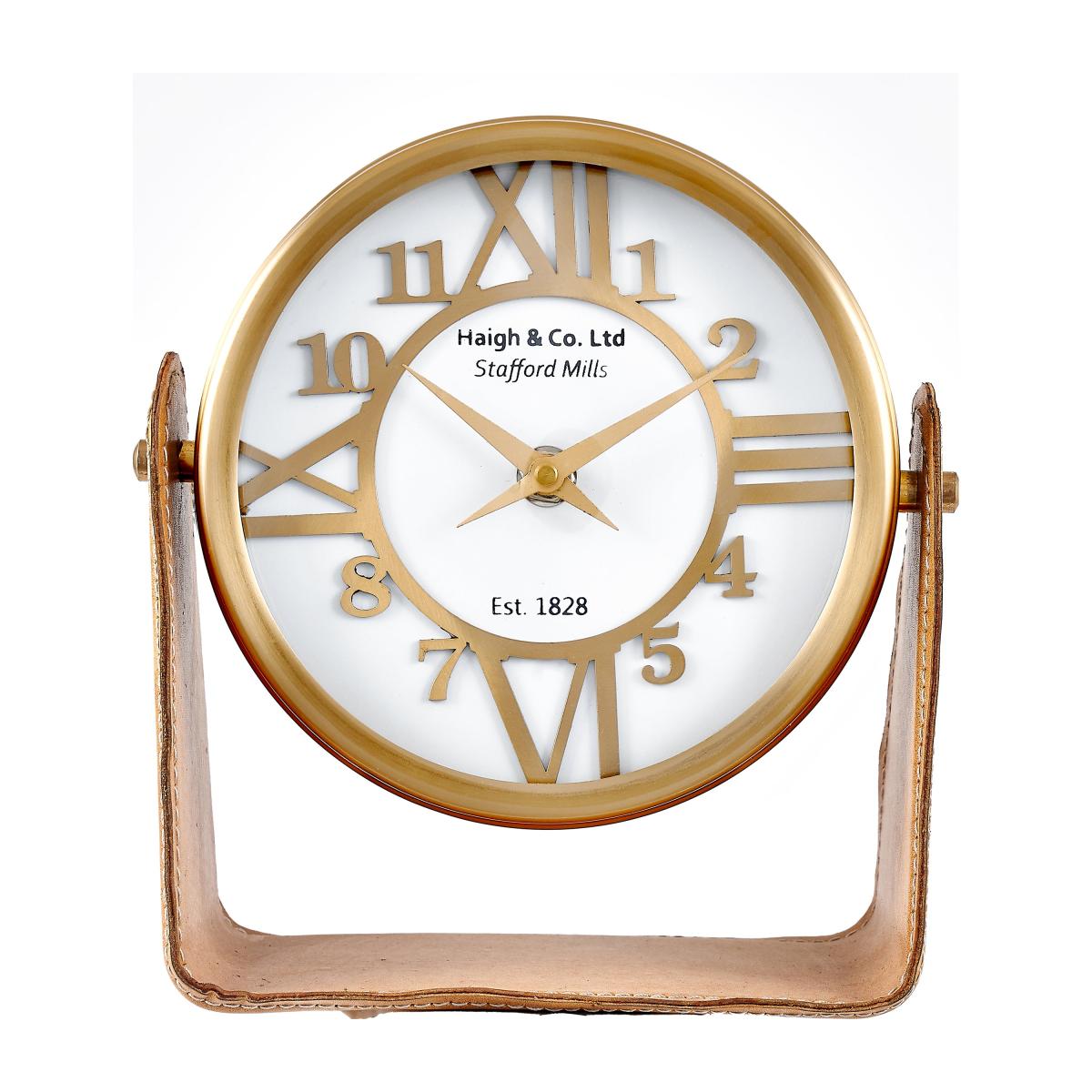 Leather Mantel Clock Tan – image 2