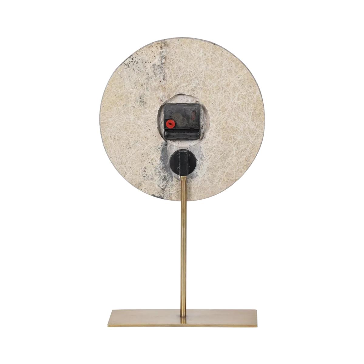 Libra Interiors Dark Travertine Quartz Mantle Clock, Charcoal Black – image 3