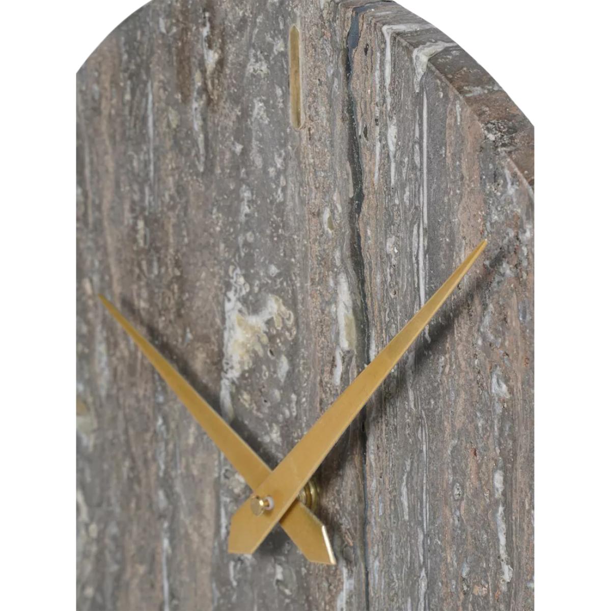 Libra Interiors Dark Travertine Quartz Mantle Clock, Charcoal Black – image 4