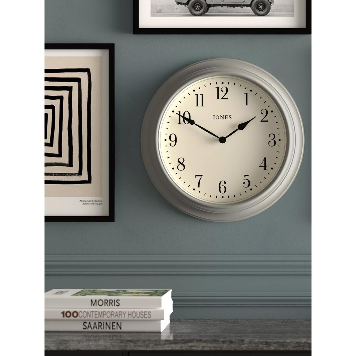 Jones Clocks Supper Club Quartz Analogue Wall Clock, 40.5cm, Cloud Grey – image 3