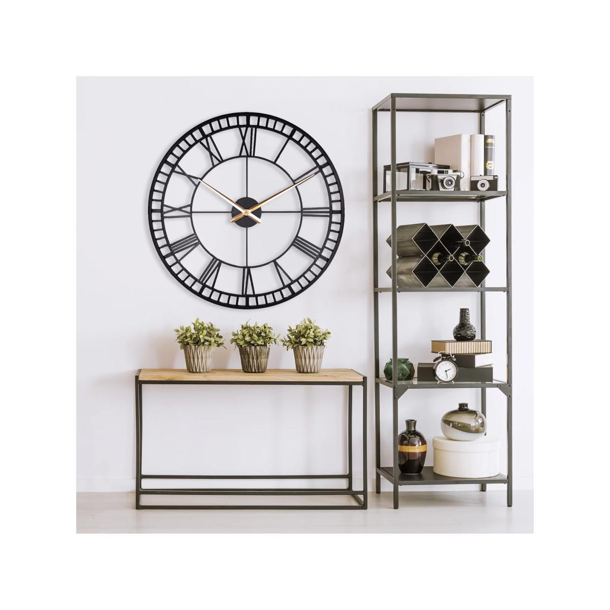 Lascelles Large Roman Numeral Skeleton Wall Clock, 80cm, Black/Gold – image 4