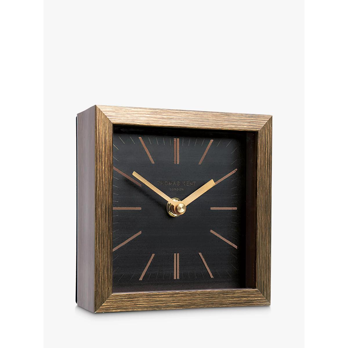 Thomas Kent Square Wood-Effect Analogue Mantel Clock, 14cm, Graphite/Taupe – image 3
