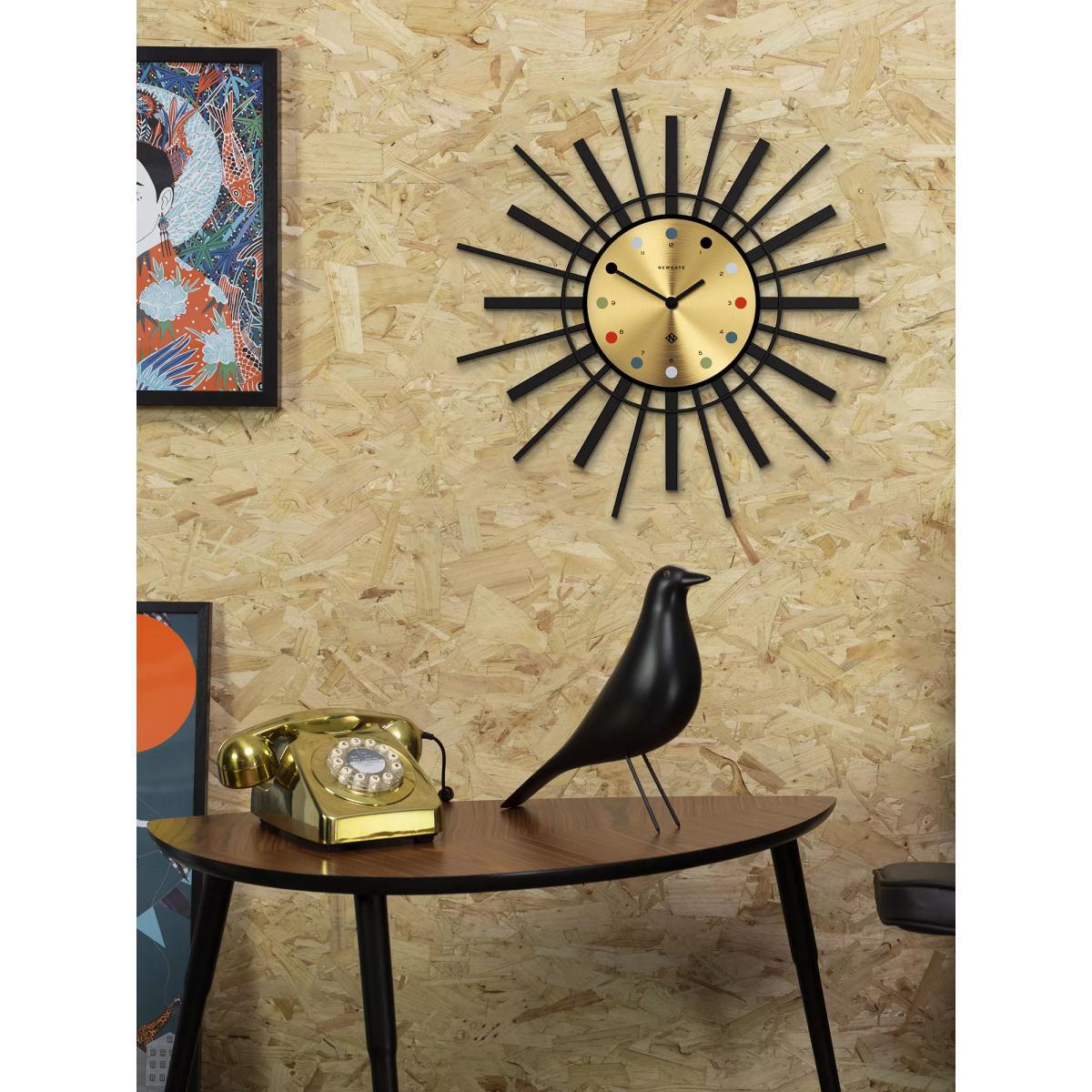 Newgate Clocks Stingray Wall Clock, 45cm, Black/Brass – image 2