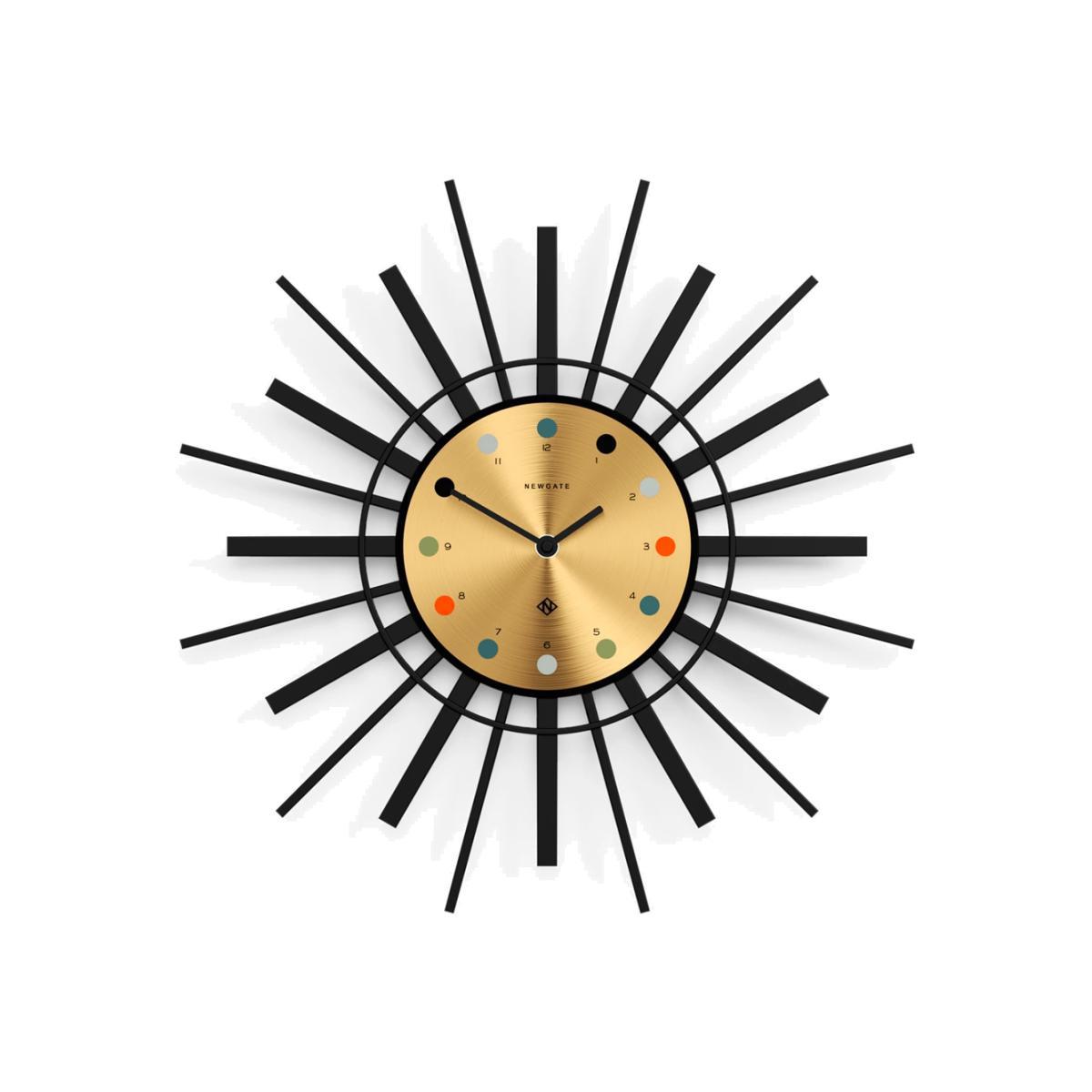 Newgate Clocks Stingray Wall Clock, 45cm, Black/Brass – image 1