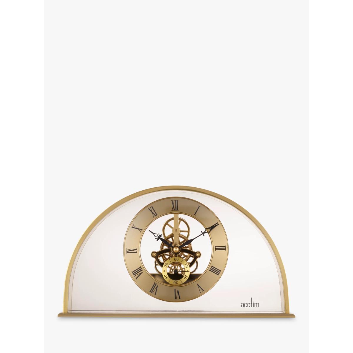 Acctim Hughenden Half Moon Roman Numeral Skeleton Mantel Clock, Gold – image 2