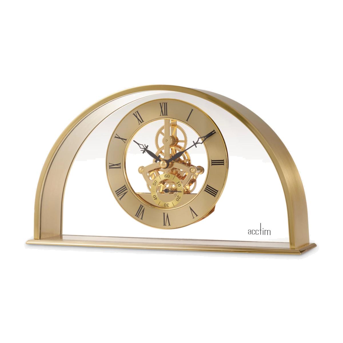 Acctim Hughenden Half Moon Roman Numeral Skeleton Mantel Clock, Gold – image 1