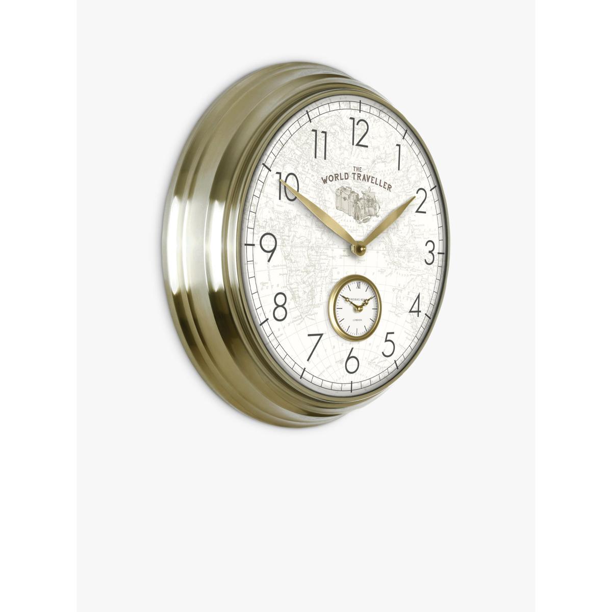 Thomas Kent Greenwich World Traveller Arabic Numerals Analogue Wall Clock, 49cm, Gold – image 2