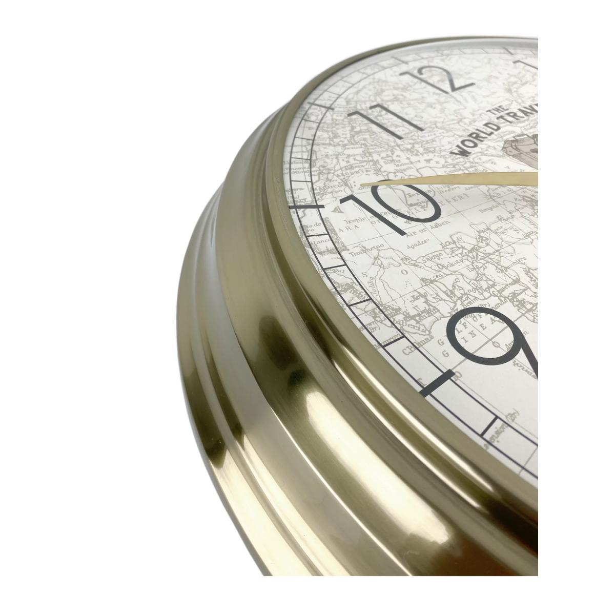 Thomas Kent Greenwich World Traveller Arabic Numerals Analogue Wall Clock, 49cm, Gold – image 3