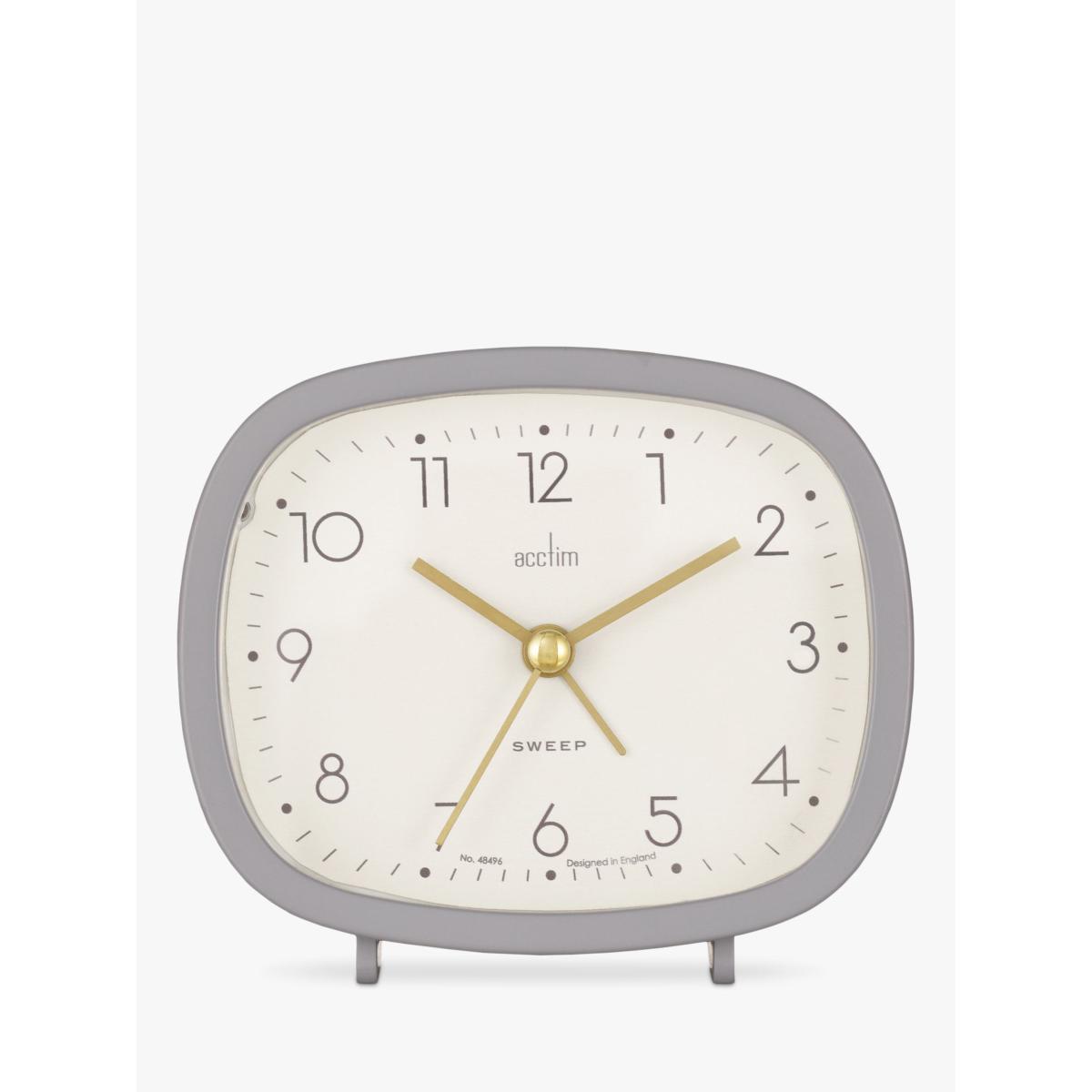 Acctim Ramsey Curved Silent Sweep Analogue Alarm Clock, Grey – image 2