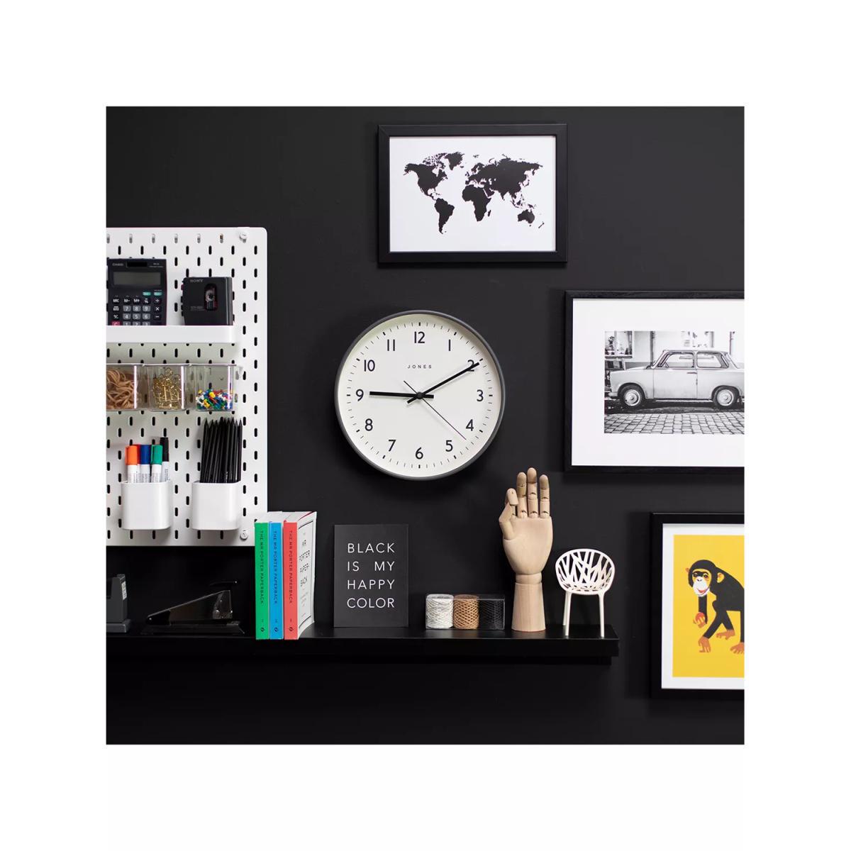 Jones Clocks Jam Analogue Wall Clock, 30cm, Blizzard Grey – image 3