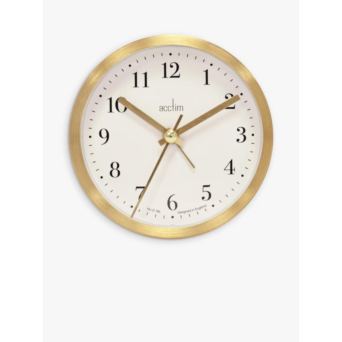Acctim Classic Silent Sweep Analogue Alarm Clock, 9cm, Brushed Gold – image 2