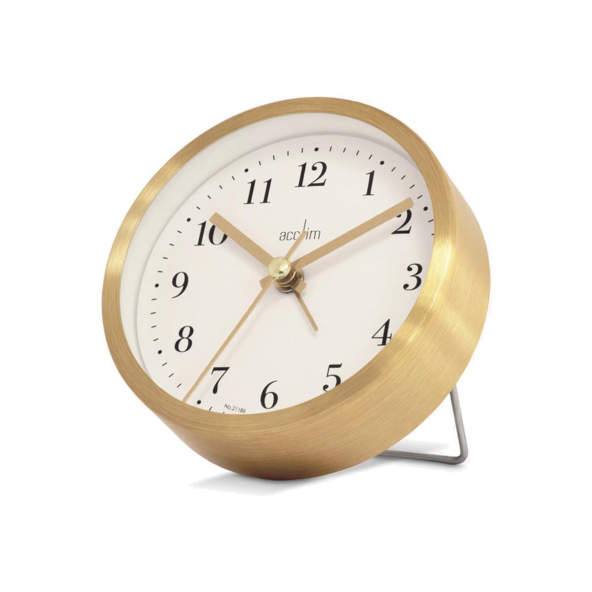 Acctim Classic Silent Sweep Analogue Alarm Clock, 9cm, Brushed Gold – image 1