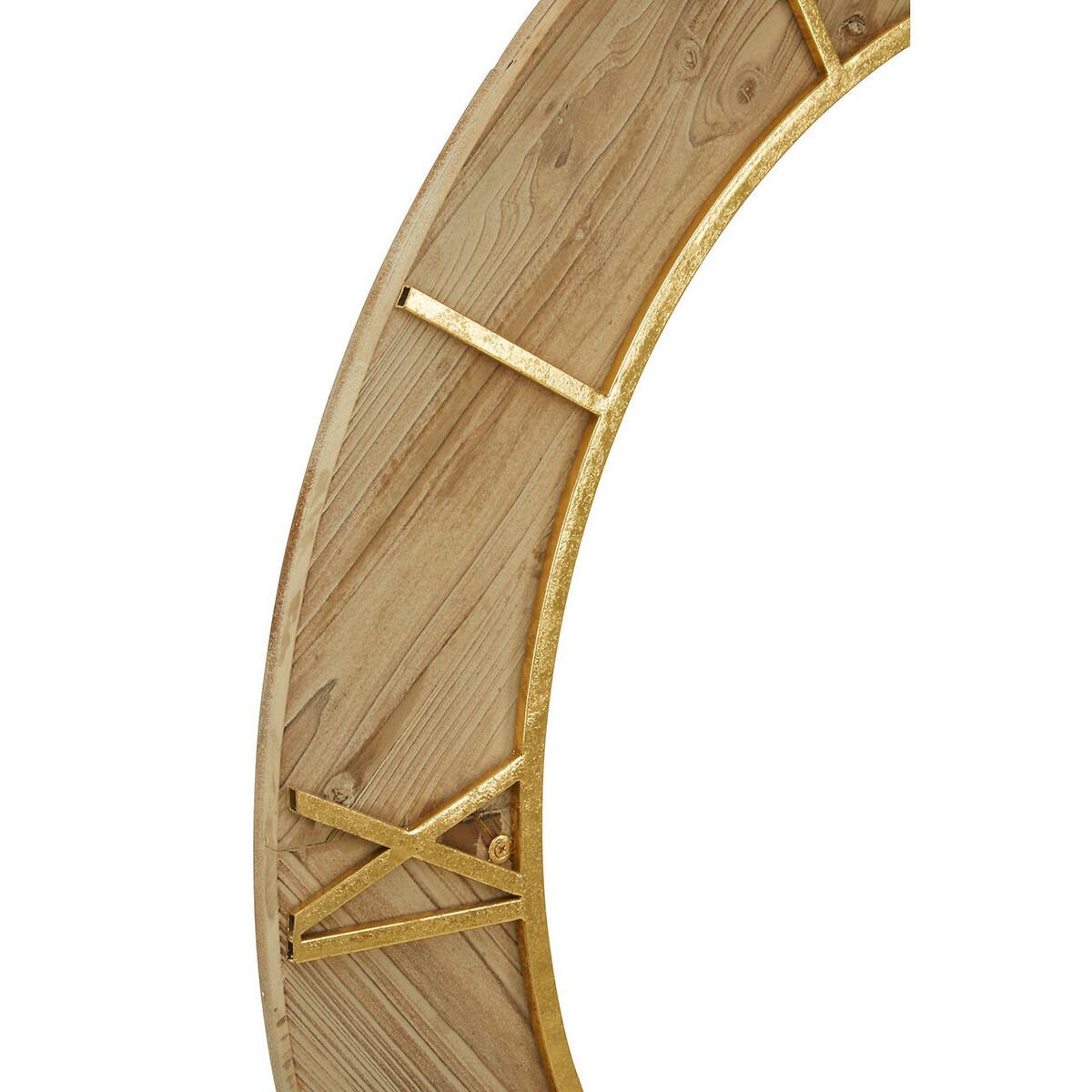 98cm Gold and Natural Wood Wall Clock – image 3