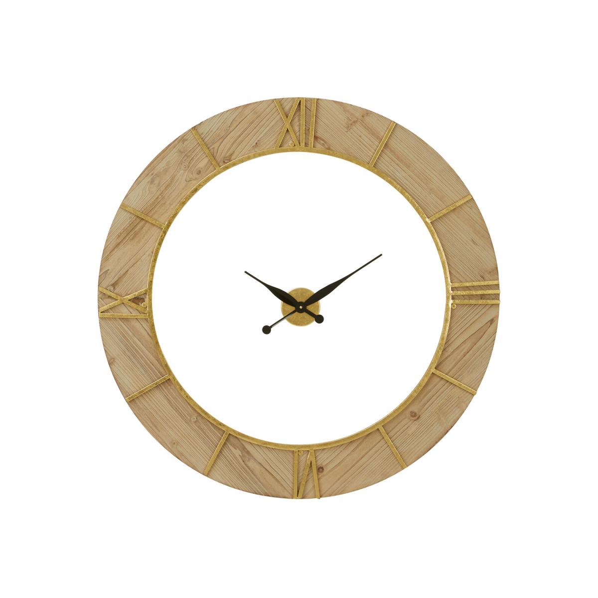 98cm Gold and Natural Wood Wall Clock – image 1