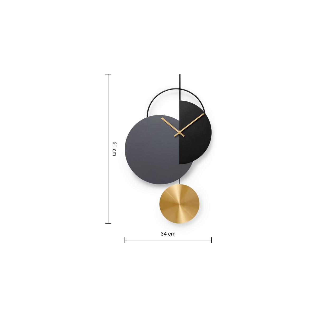 Levvy Pendulum Clock, Brass & Black – image 7