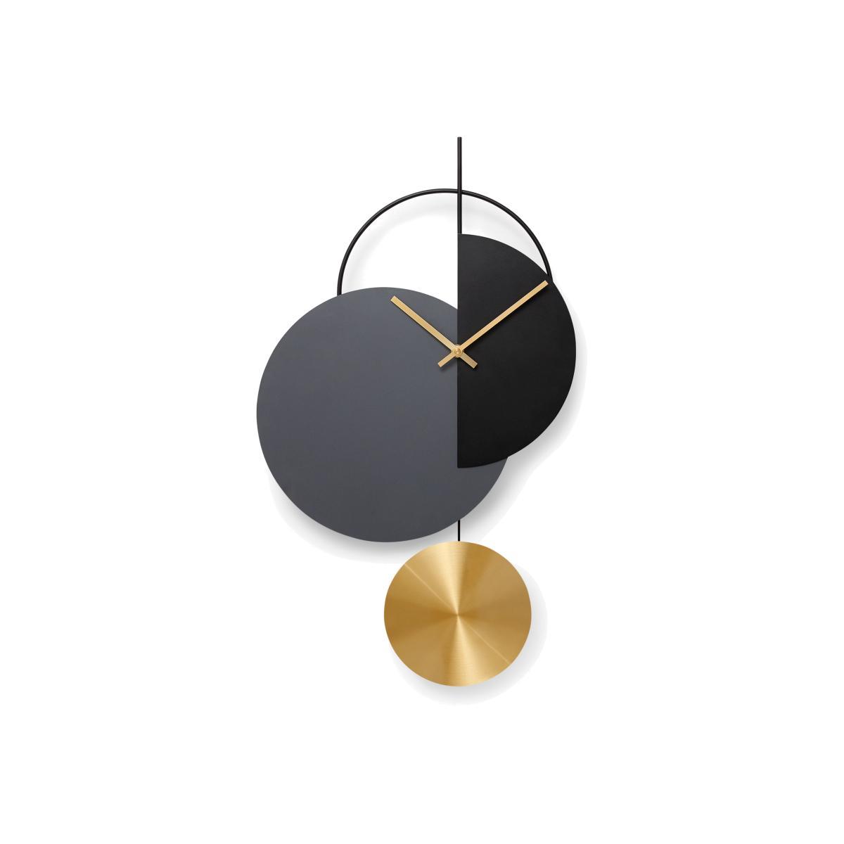 Levvy Pendulum Clock, Brass & Black – image 1