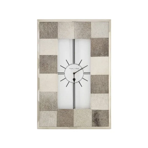 Leather Patchwork Wall Clock – image 1