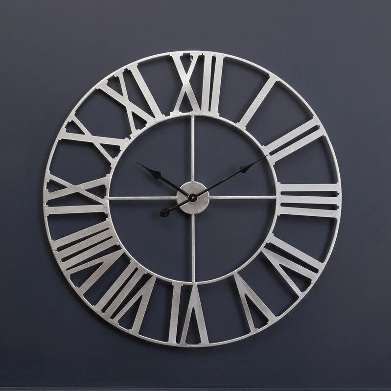 Dia Silver Metal Wall Clock - 80cm – image 1
