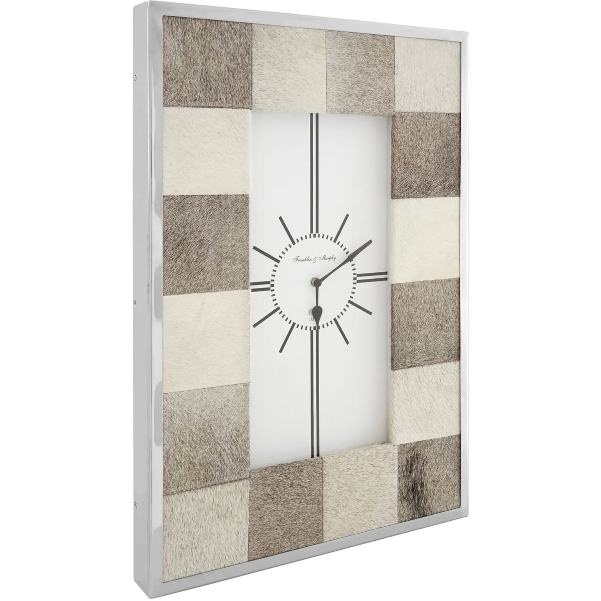 Kensington Townhouse Leather Patchwork Wall Clock - Grey – image 2