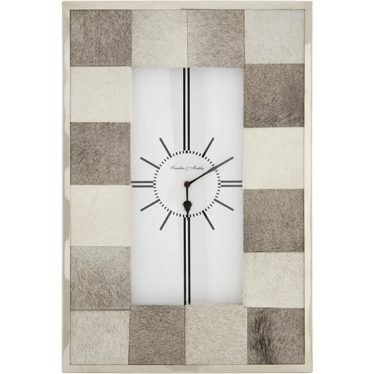 Kensington Townhouse Leather Patchwork Wall Clock - Grey – image 3