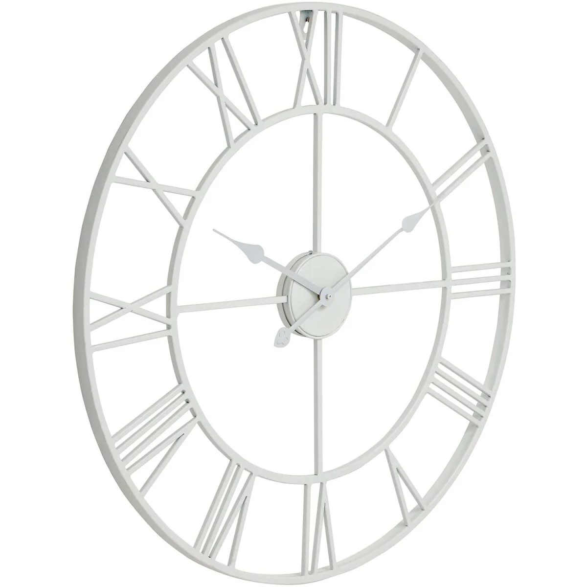 Minimalist Metal Open Frame Wall Clock with Roman Numerals - White – image 2