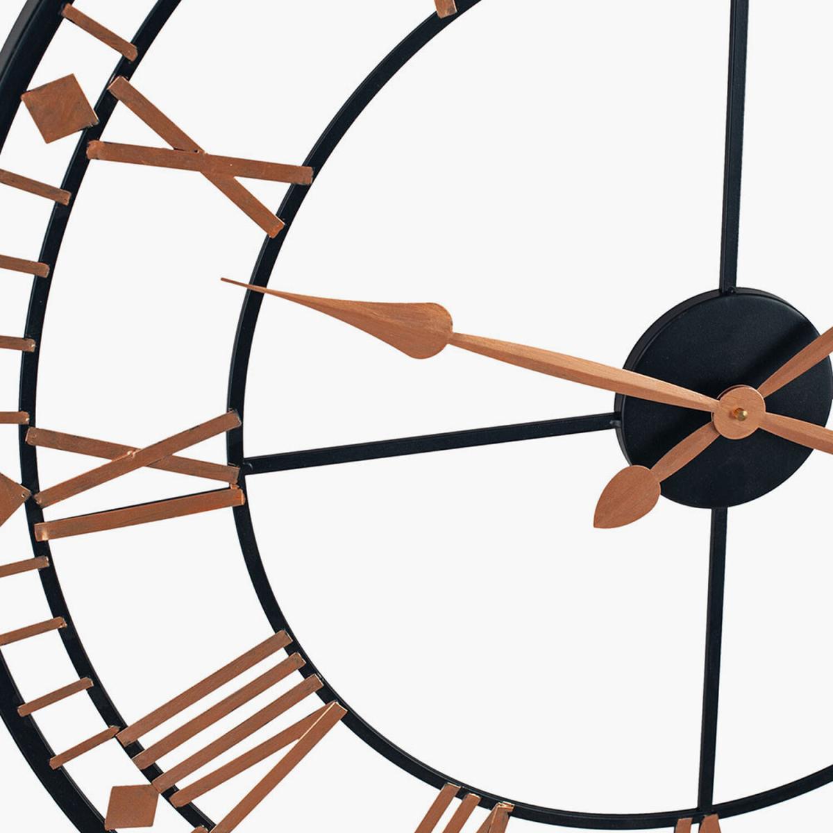 Metal Round Skeletal Wall Clock - Black & Gold – image 2