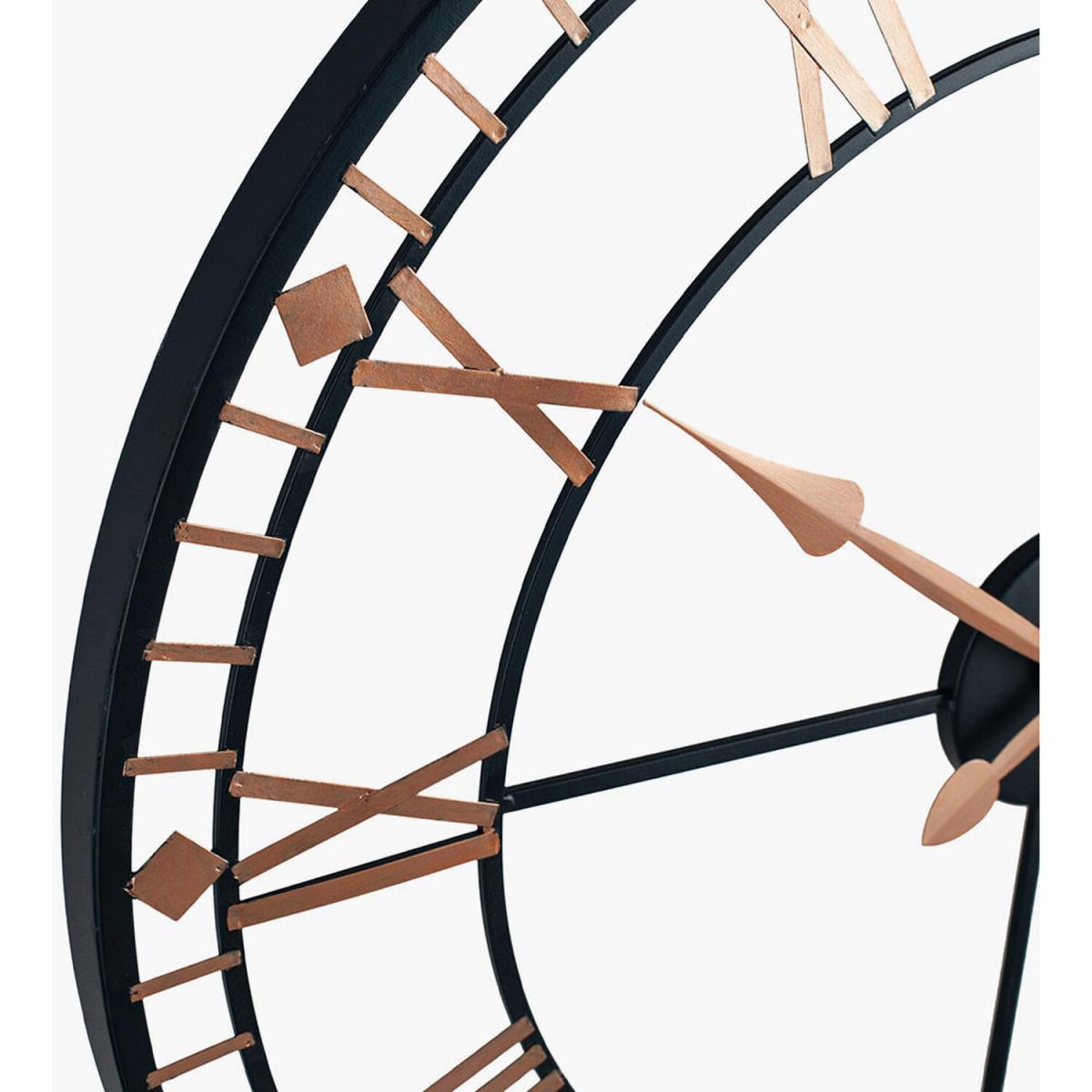 Metal Round Skeletal Wall Clock - Black & Gold – image 4