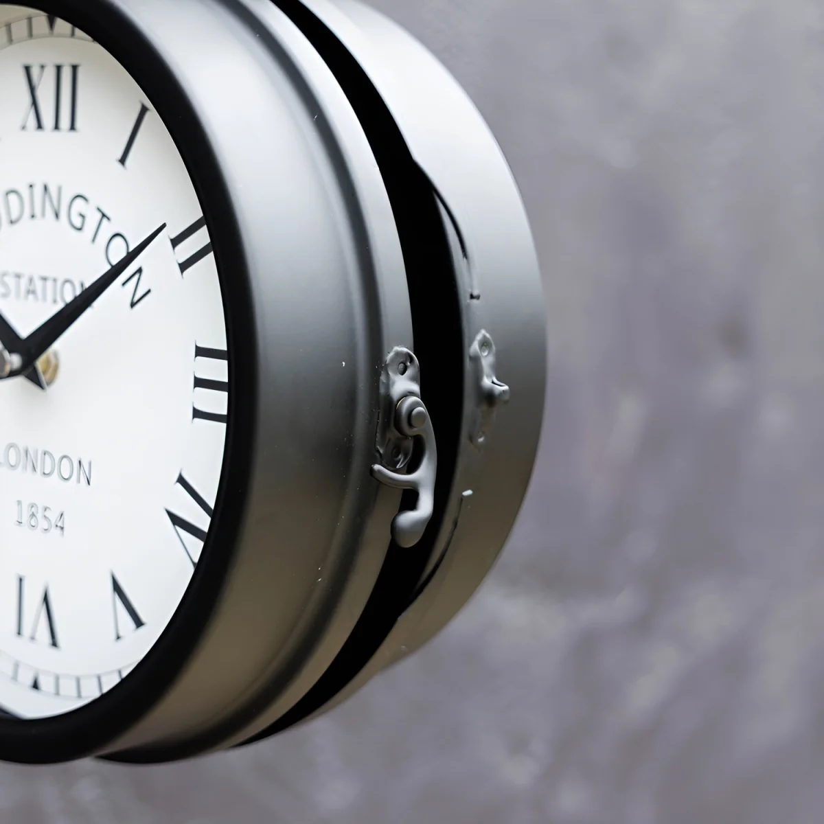 Double Sided Paddington Station Clock Black Bracket 31cm Diameter - Black – image 2