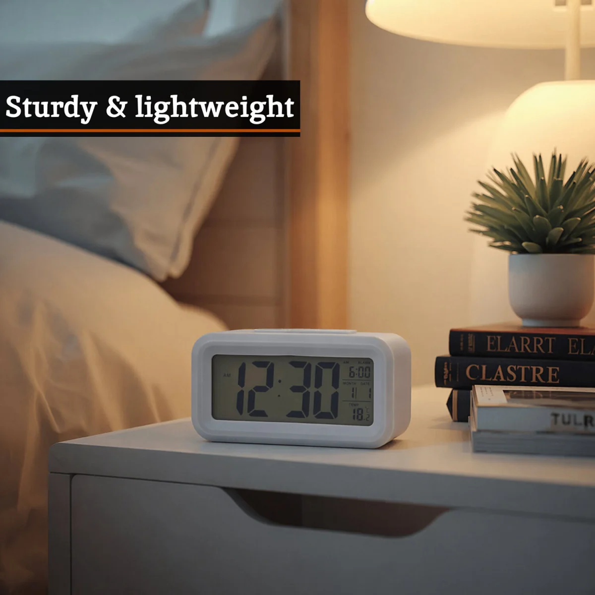 Camran White LCD Digital Clock - White – image 2