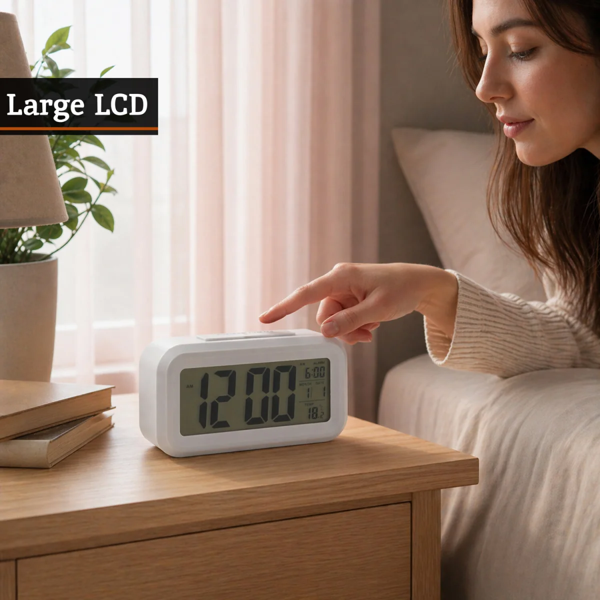 Camran White LCD Digital Clock - White – image 5