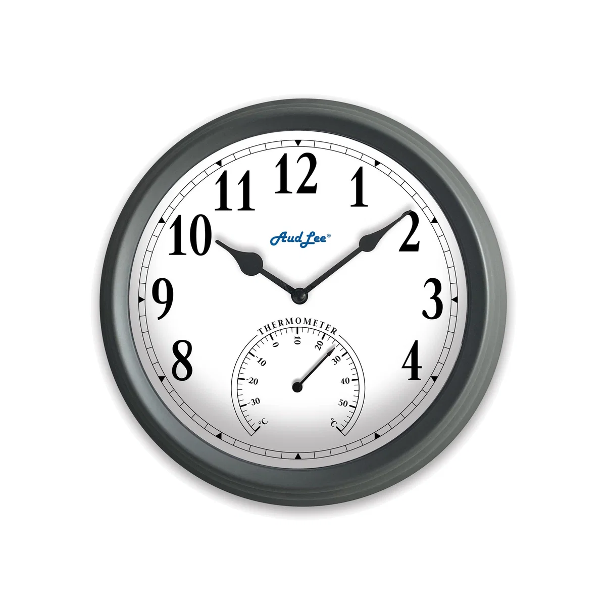 Pololio Wall Clock with Thermometer - Dark Grey