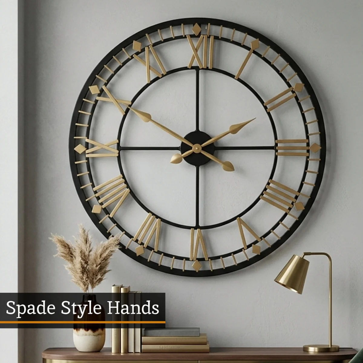 Vitus 80cm Dia Black and Gold Metal Wall Clock - Black – image 1