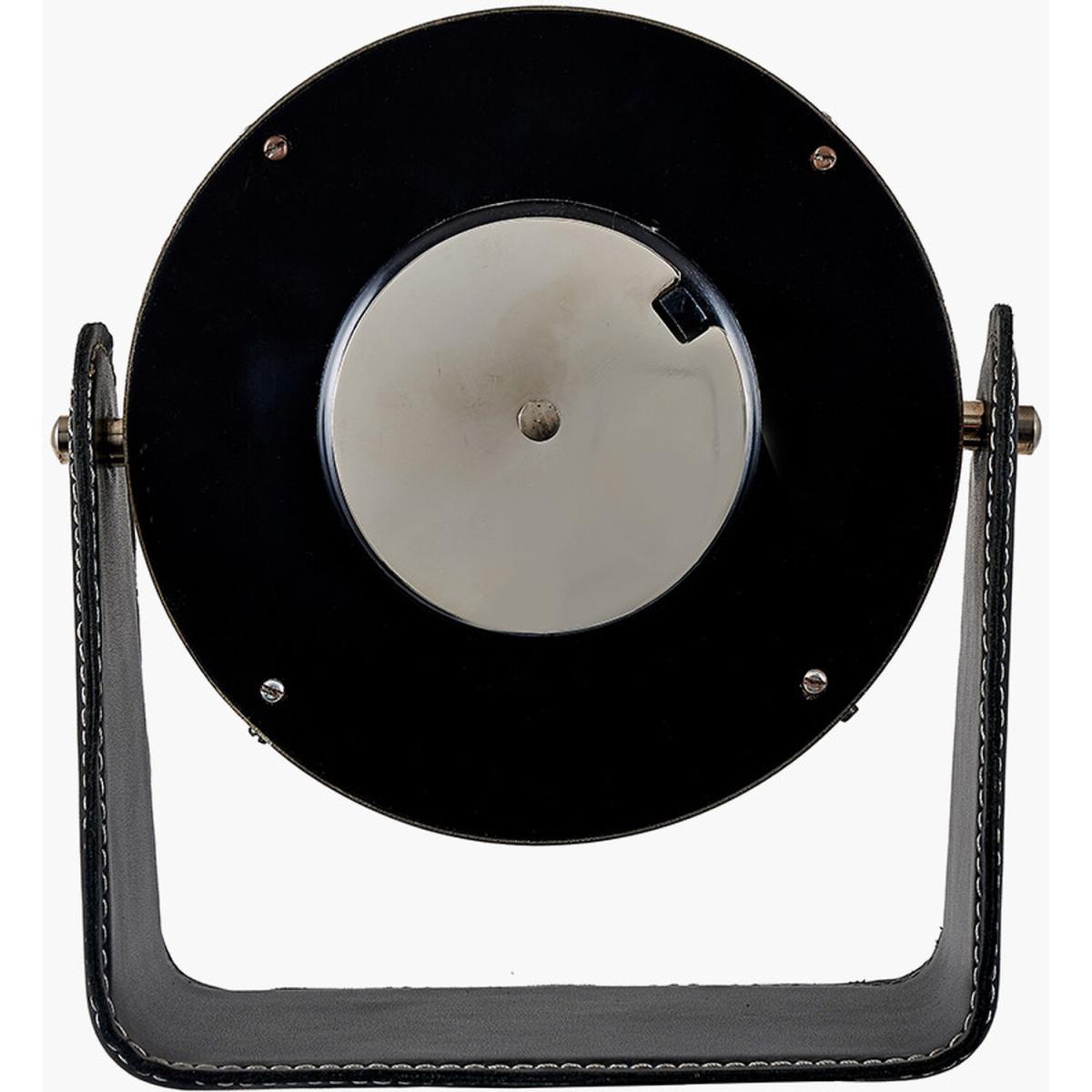 Leather and Metal Table Desk Clock - Black and Silver – image 3