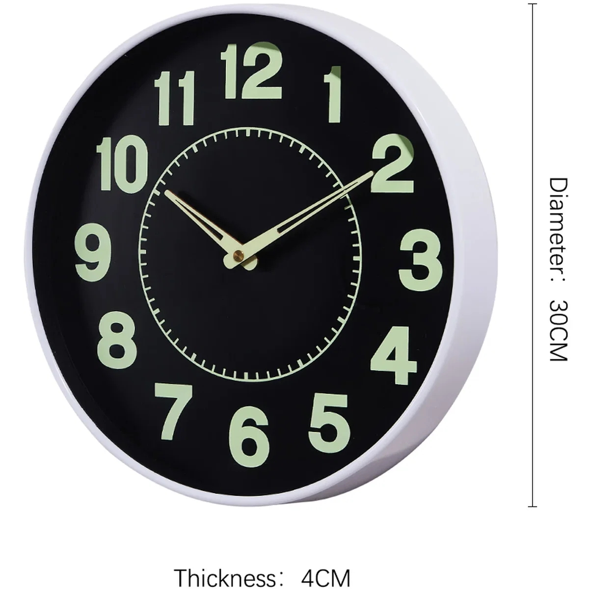 12-inch Battery-Powered Luminous Non-Ticking Wall Clock - Black – image 2