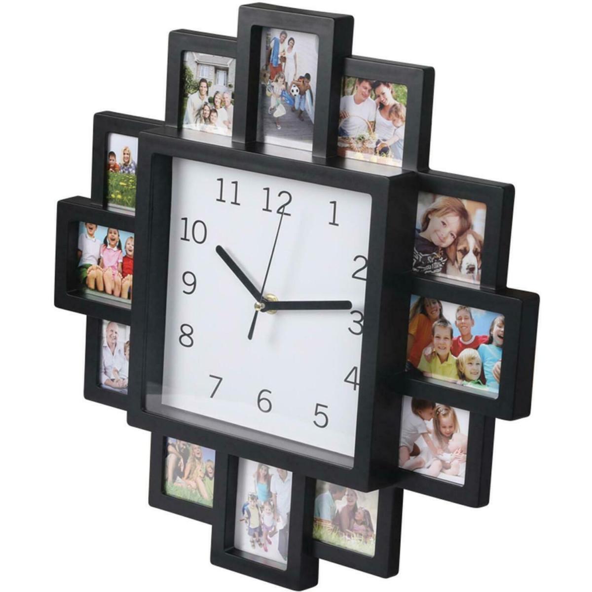 12 Multi Frame Modern Wall Clock Black - Black – image 3