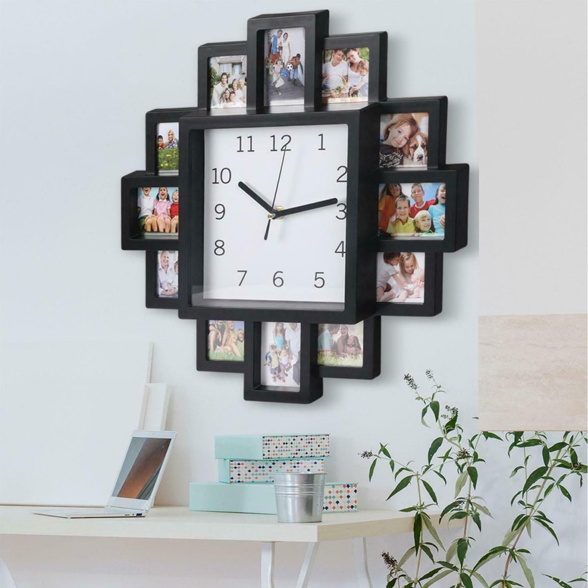 12 Multi Frame Modern Wall Clock Black - Black – image 4