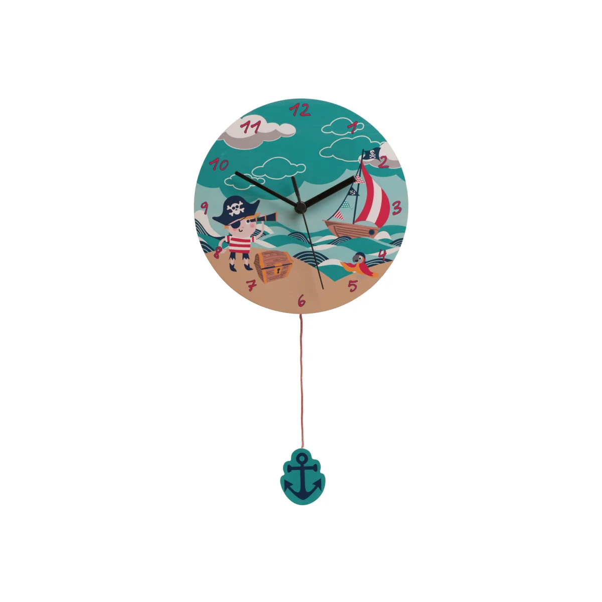 Pirate 23cm Dia Wall Clock - Multicolour