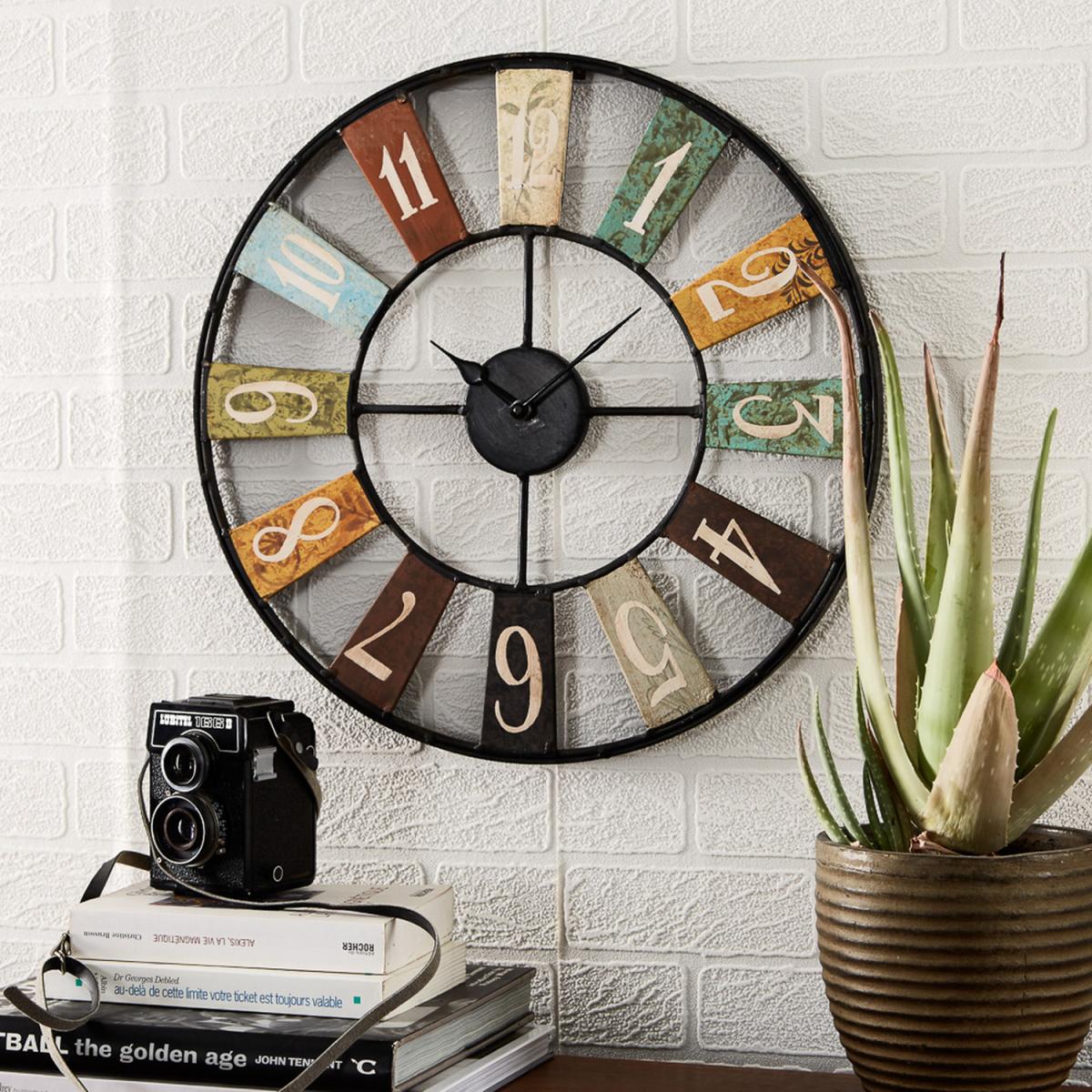 Arial Industrial Multi Colour Wall Clock - Multi – image 3