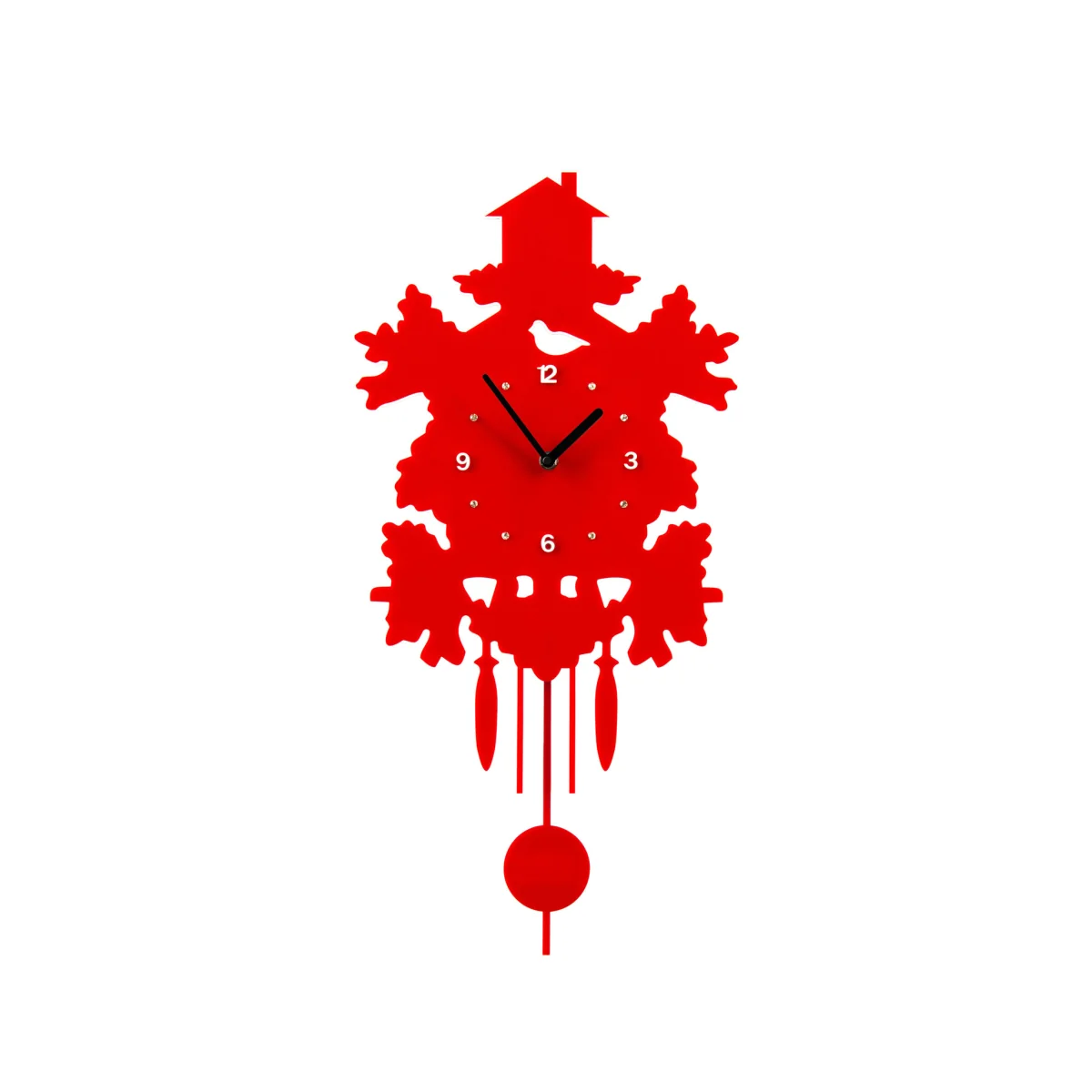 Heron Red Acrylic Pendulum Wall Clock - Red