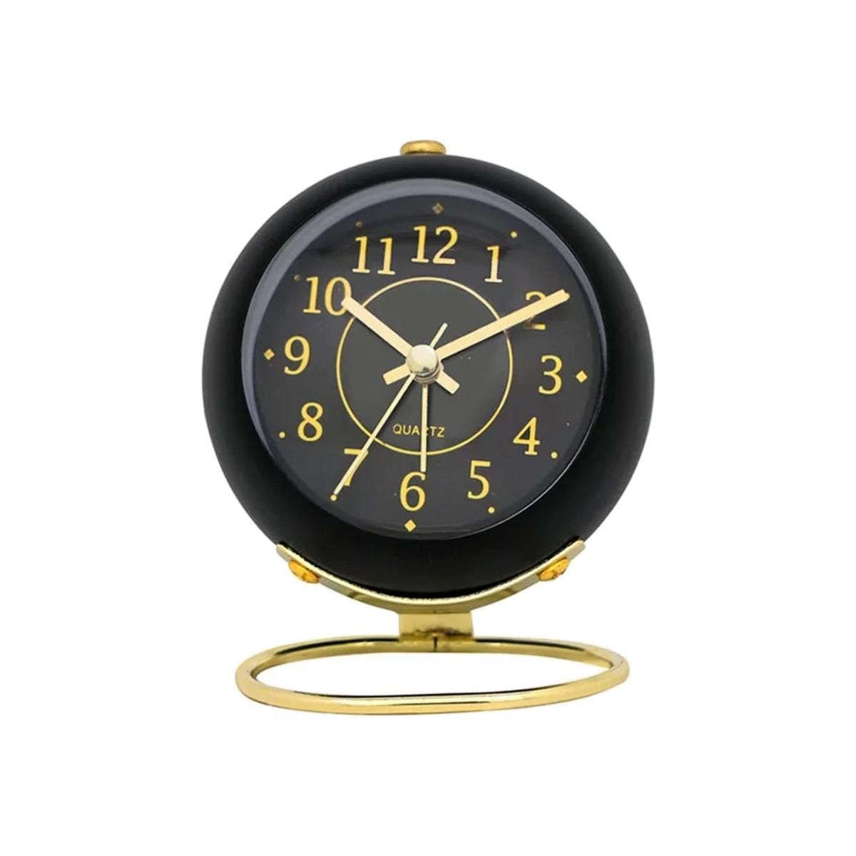 Minimalist Analog Alarm Clock - Black