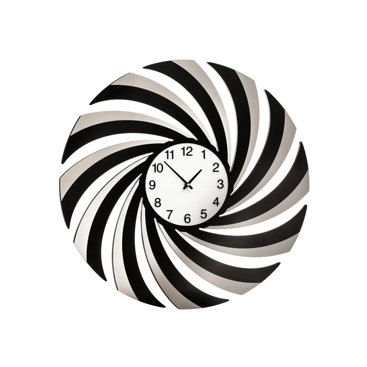 Vole 60cm Dia Black Mirrored Wall Clock - Black & White