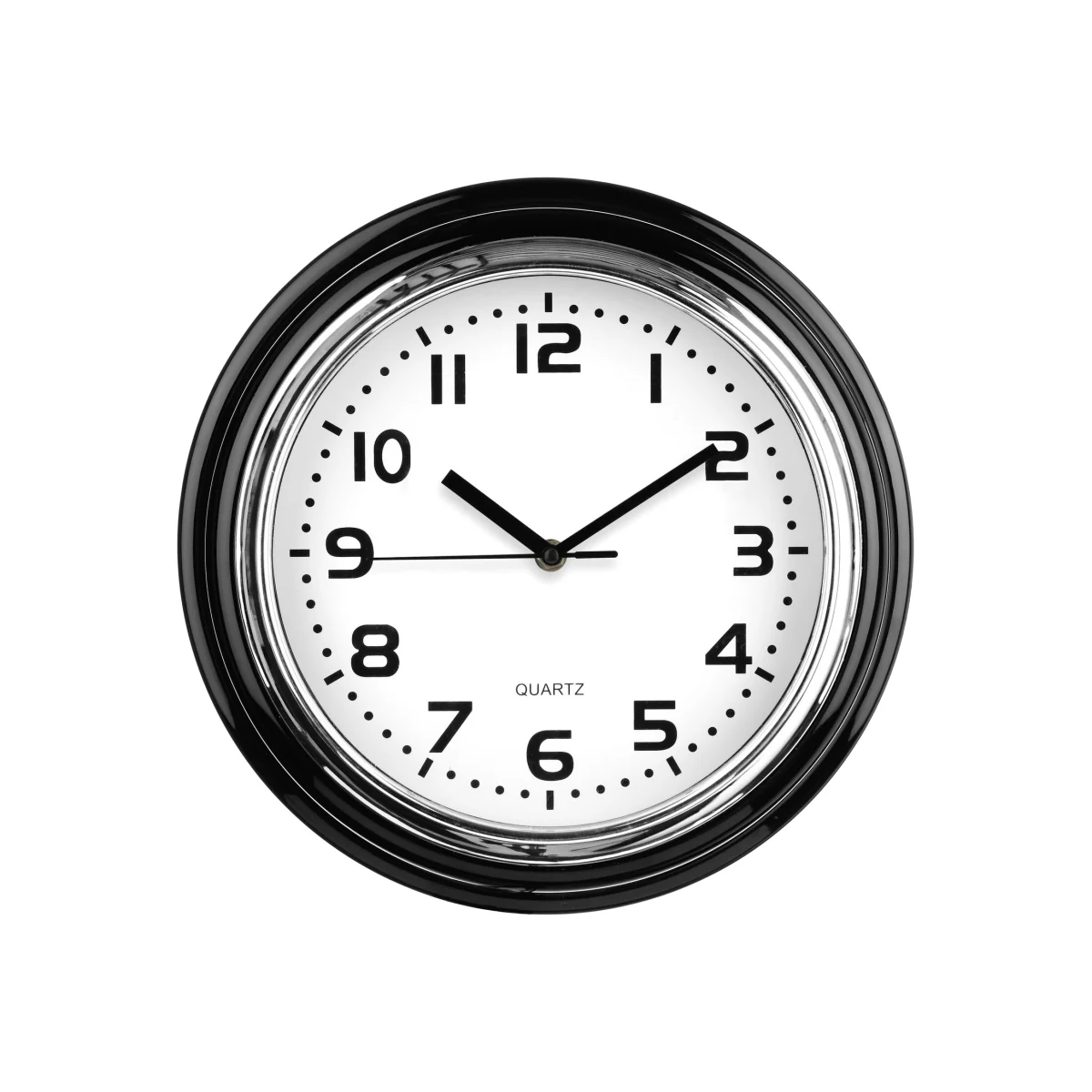 Siffer 30cm Dia Chrome Finish Wall Clock - Black