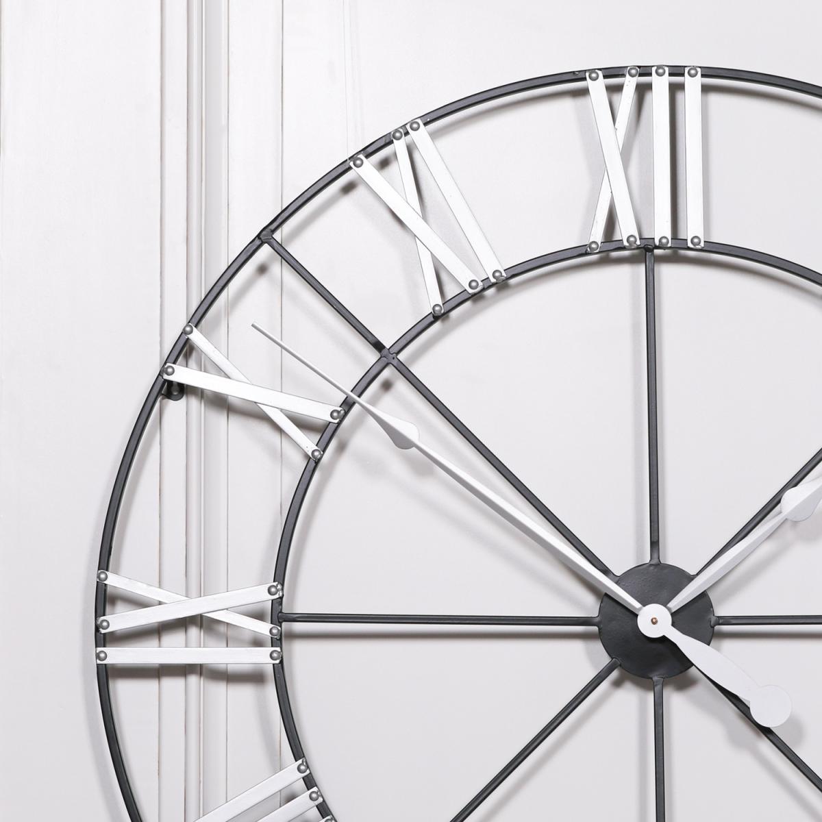 Large 102cm Metal Wall Clock with Silver Numerals - Silver – image 3