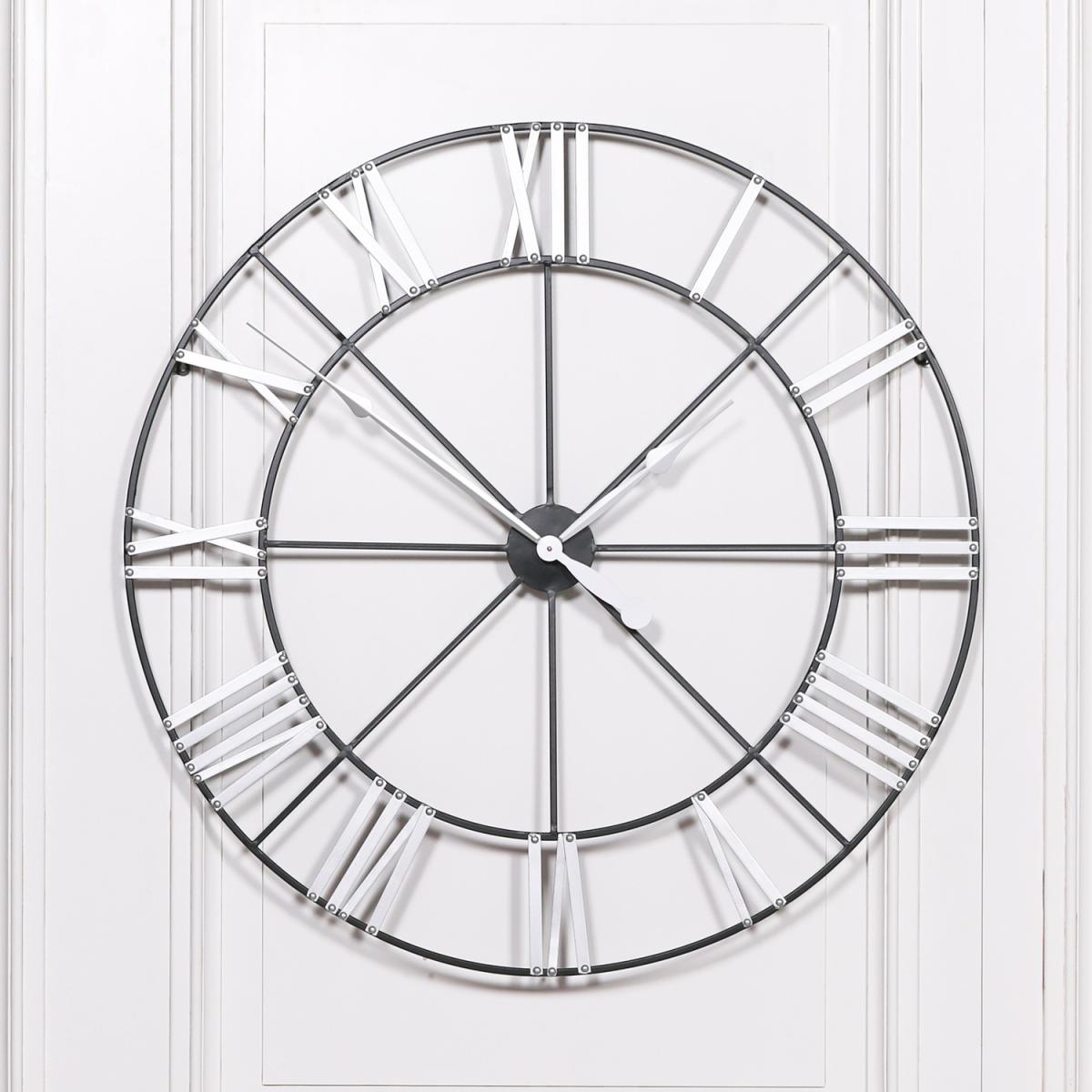 Large 102cm Metal Wall Clock with Silver Numerals - Silver – image 1