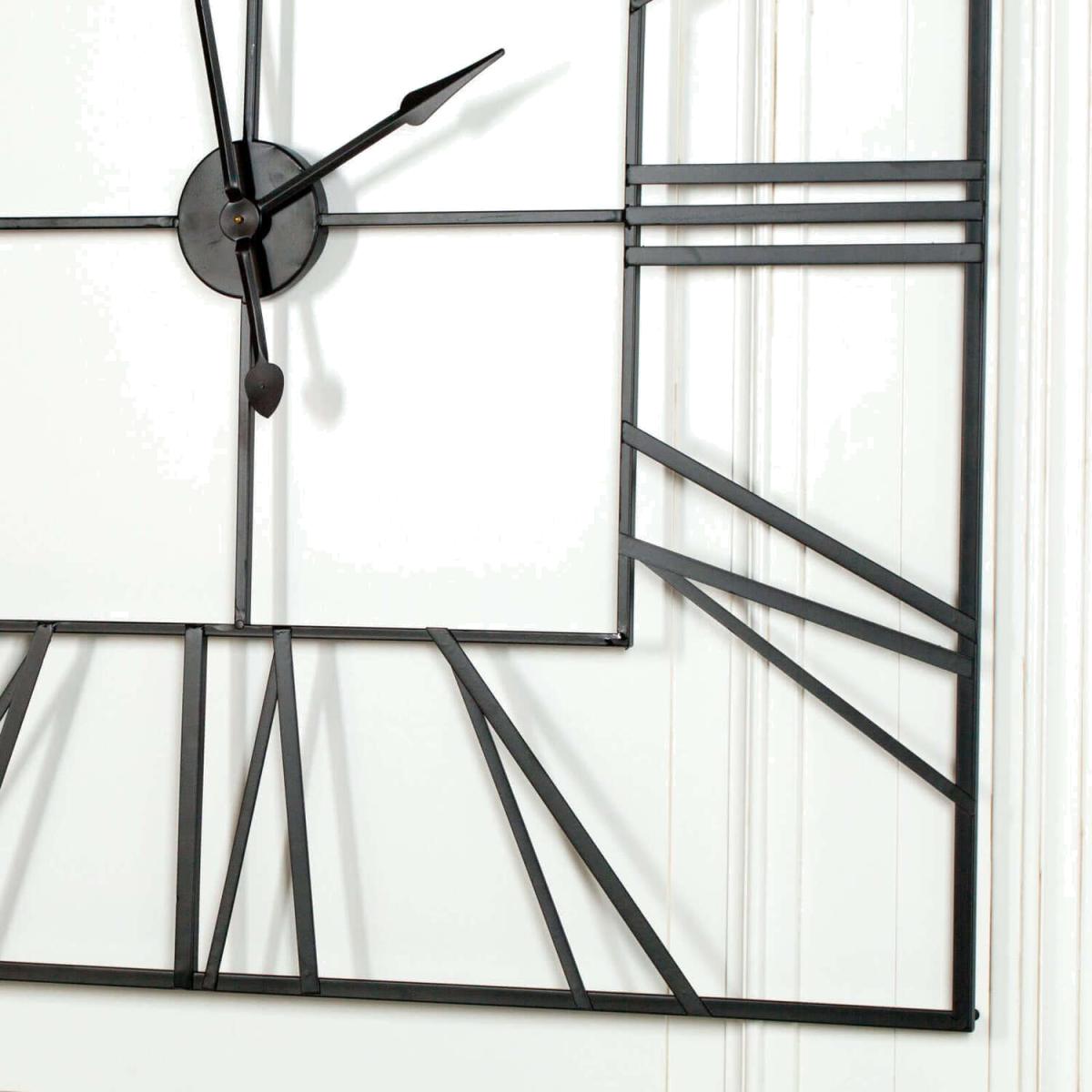 Extra Large Black Square Metal Wall Clock Roman Numerals - Black – image 1