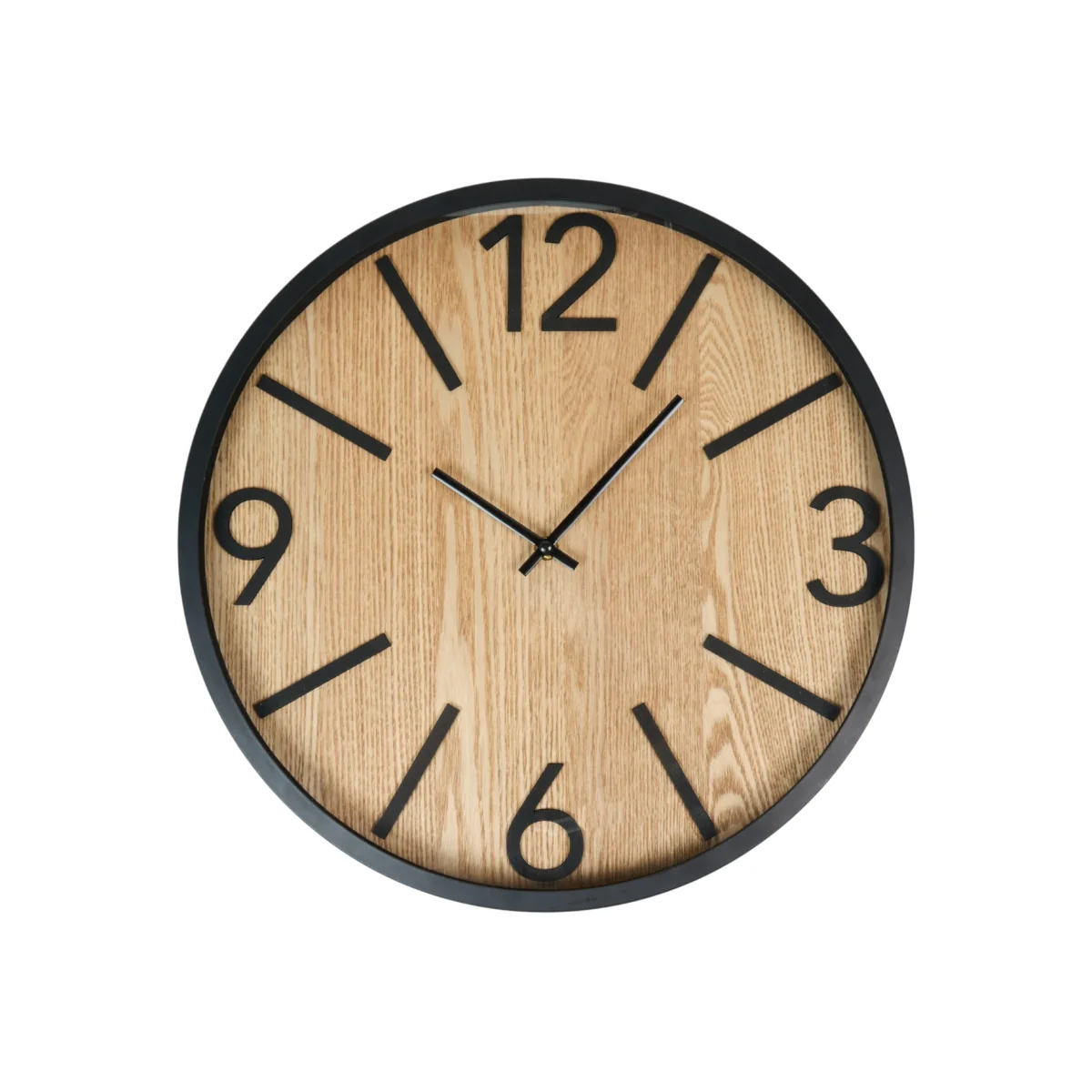 Black and Wood Effect Wall Clock